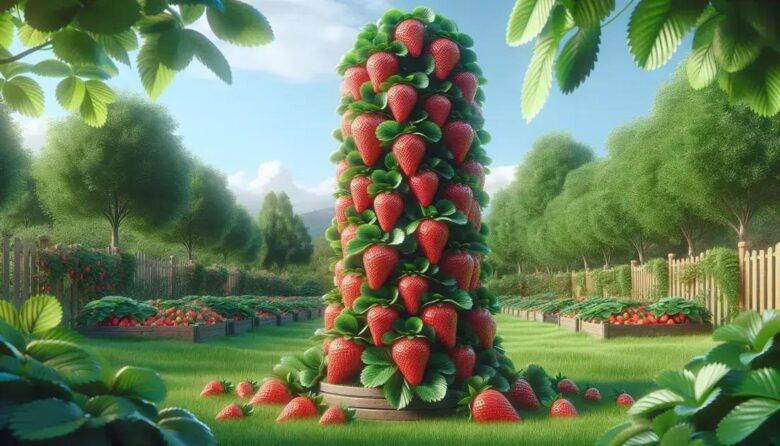 Strawberry vertical growing: transform your backyard with a tower