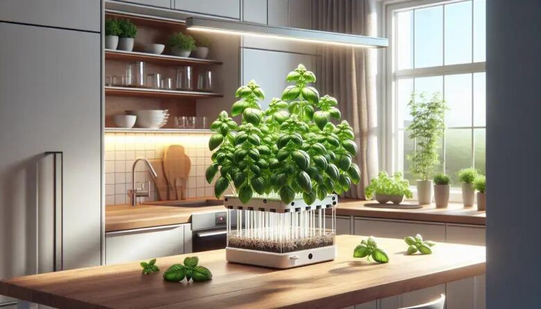 Basil hydroponic apartment kitchen: growing fresh herbs in small spaces