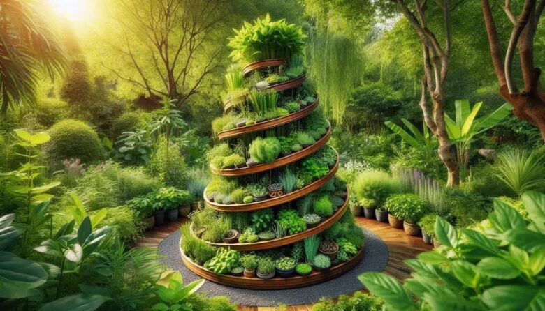medicinal herbs in permaculture: grow with a spiral tower
