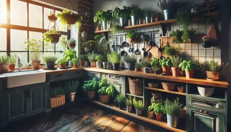 Indoor herb bar in kitchen containers: revolutionize your space