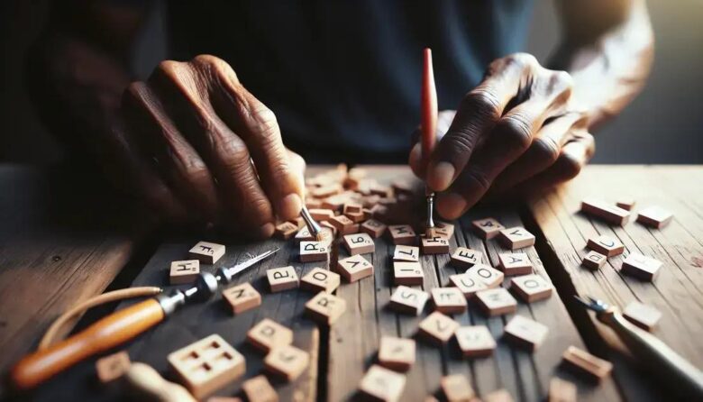 Repairing vintage Scrabble wooden tiles